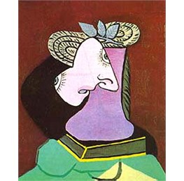 Cappello di paglia con foglie azzurre 